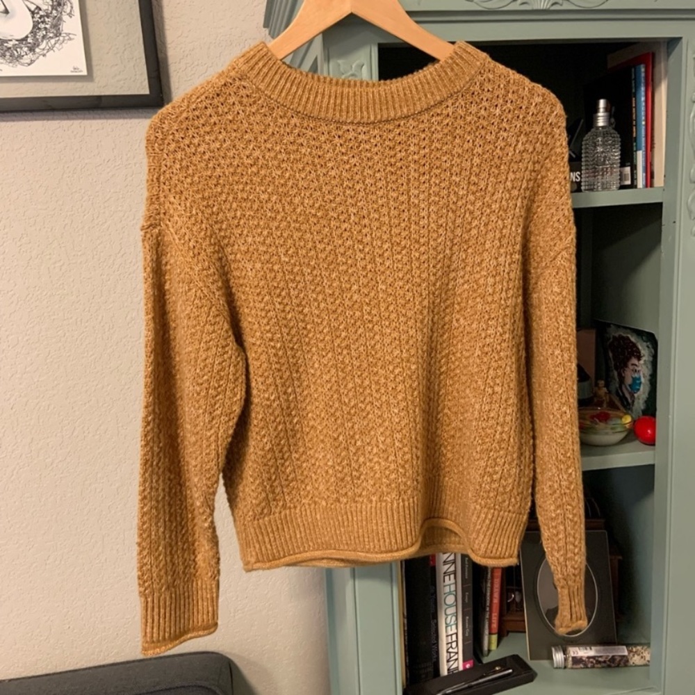 Universal Thread Crewneck Cable Knit Sweater Ochre Size XS